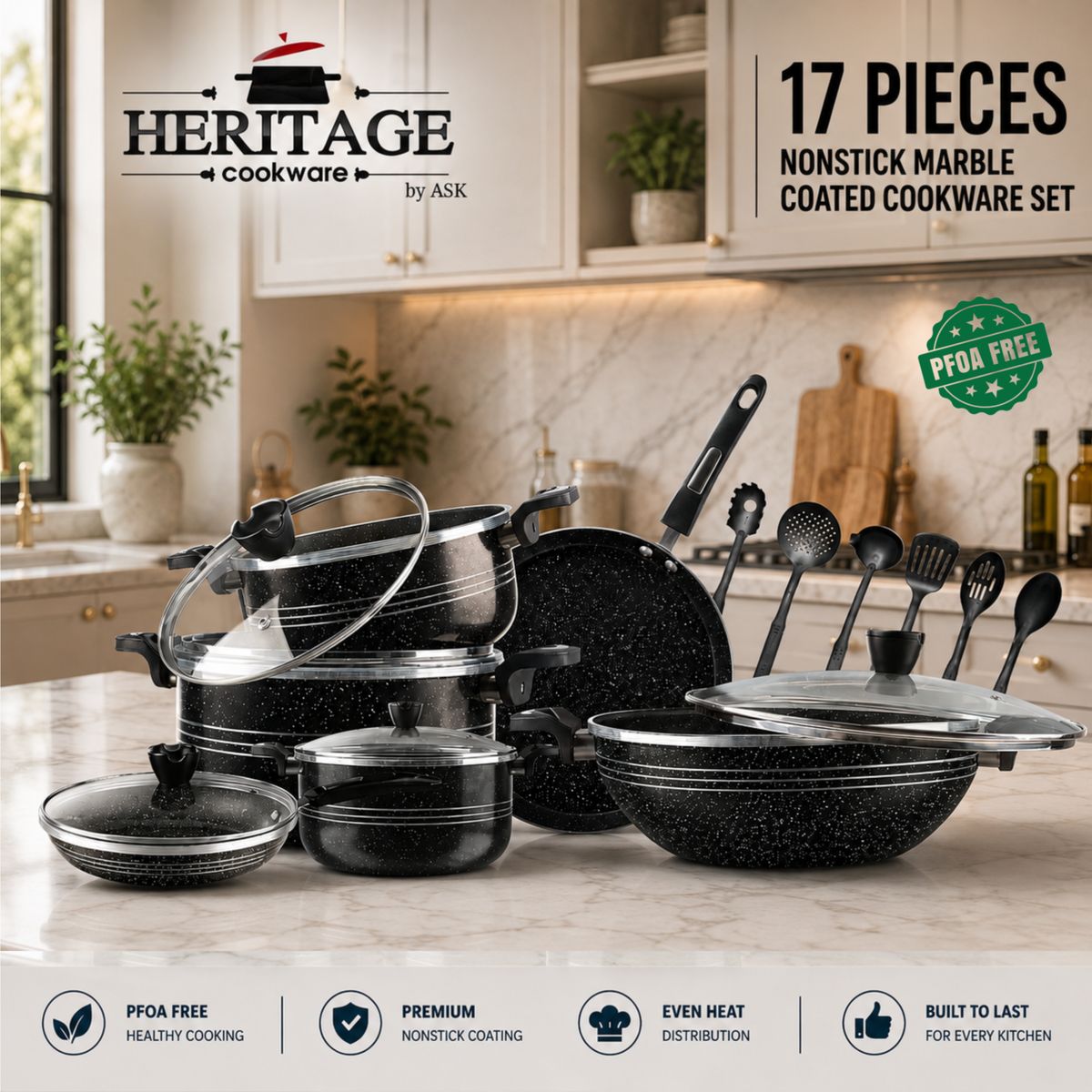 WinnChing Non-Stick Cookware 17-Piece Set