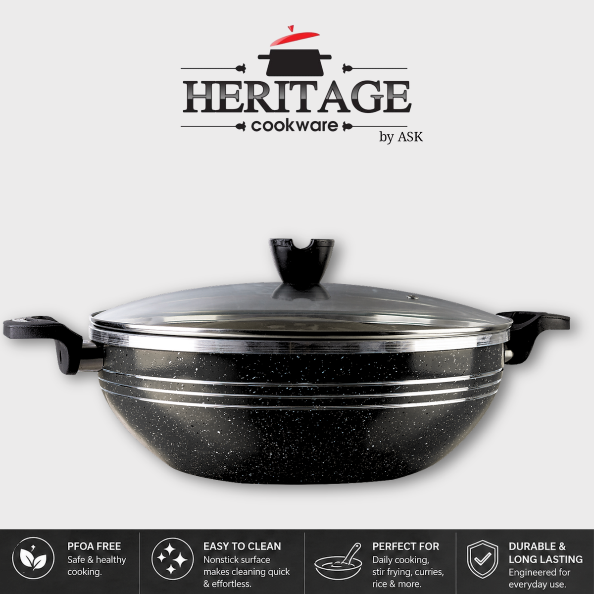 Heritage 30 CM Premium Marble Coated Karahi