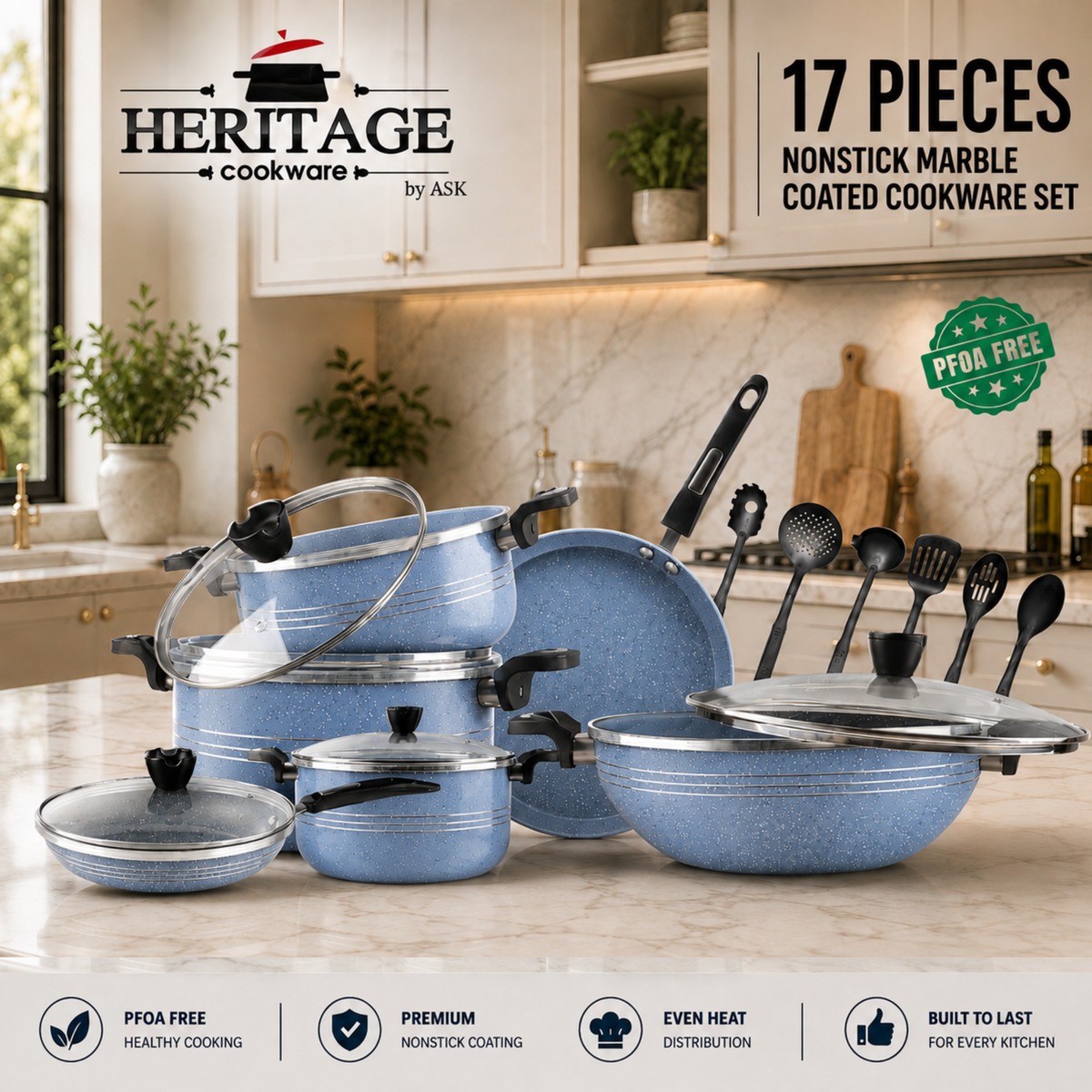 WinnChing Non-Stick Cookware 17-Piece Set