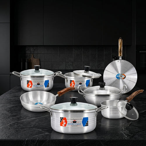 15-PCS METAL FINISH ALLUMINIUM GIFT SET WITH GLASS LID