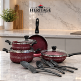 13 PCS ITALIAN NONSTICK MARBLE COATED GIFT SET--Free Gift