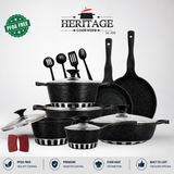 Homage 18-Piece Marble Non-Stick Die-Cast Cookware Set