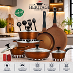 Homage 18-Piece Marble Non-Stick Die-Cast Cookware Set