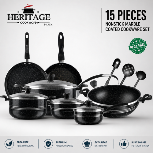 Heritage Winching Non-Stick Cookware 15-Piece Set