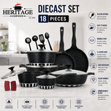 Homage 18-Piece Marble Non-Stick Die-Cast Cookware Set