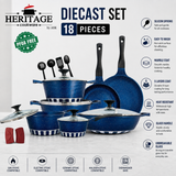 Homage 18-Piece Marble Non-Stick Die-Cast Cookware Set