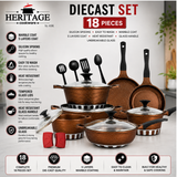 Homage 18-Piece Marble Non-Stick Die-Cast Cookware Set