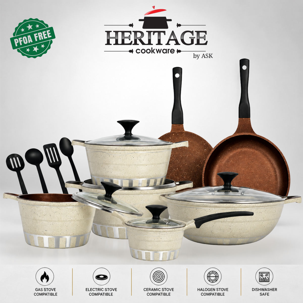 Homage Non-Stick DieCast Cookware 18-Piece Set