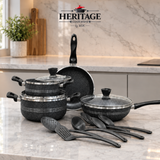 13 PCS ITALIAN NONSTICK MARBLE COATED GIFT SET--Free Gift