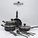 13 PCS ITALIAN NONSTICK MARBLE COATED GIFT SET--Free Gift