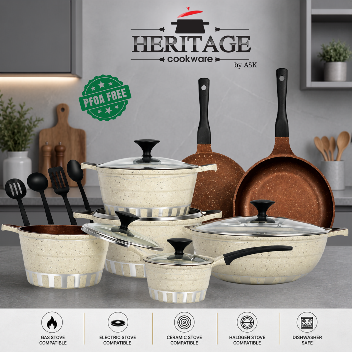 Homage Non-Stick DieCast Cookware 18-Piece Set
