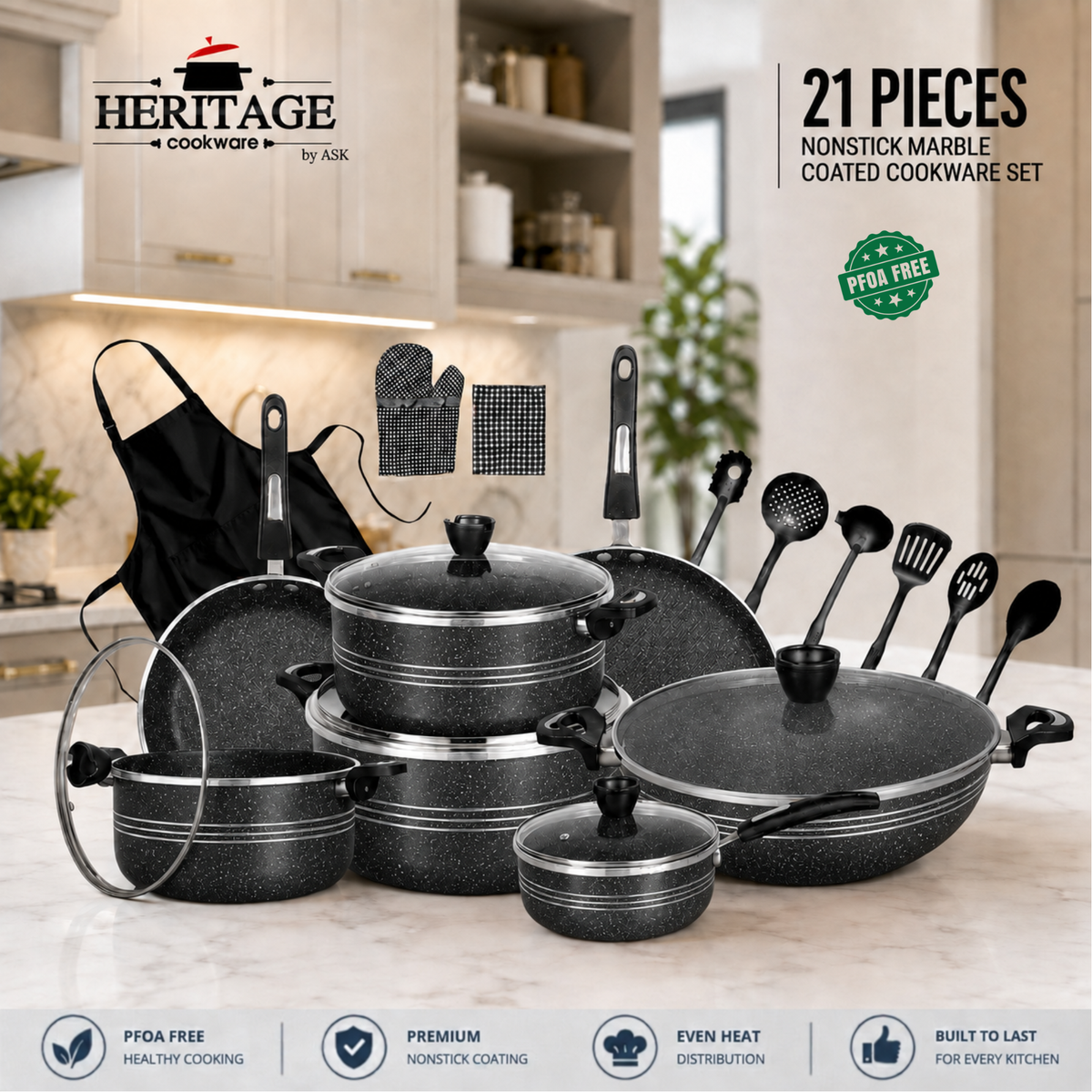 Heritage Super Non-Stick Cookware 21-Piece Set