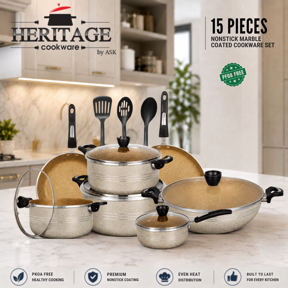 Heritage Winching Non-Stick Cookware 15-Piece Set