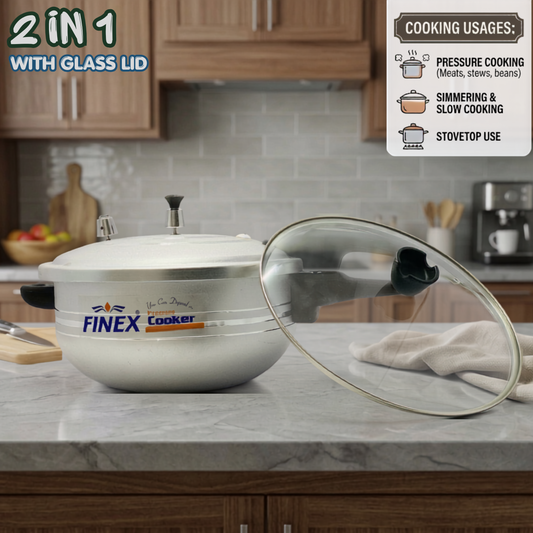 Finex Pressure Cooker Karahi 2-in-1 with Glass Lid