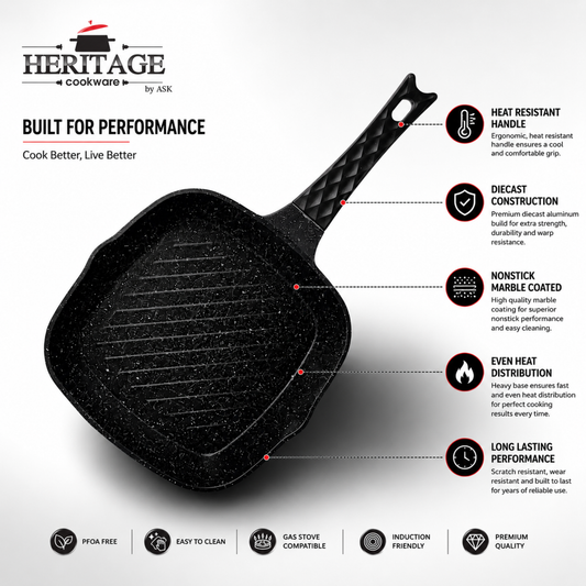 Heritage Non-Stick Marble Coated Grill Pan 29cm