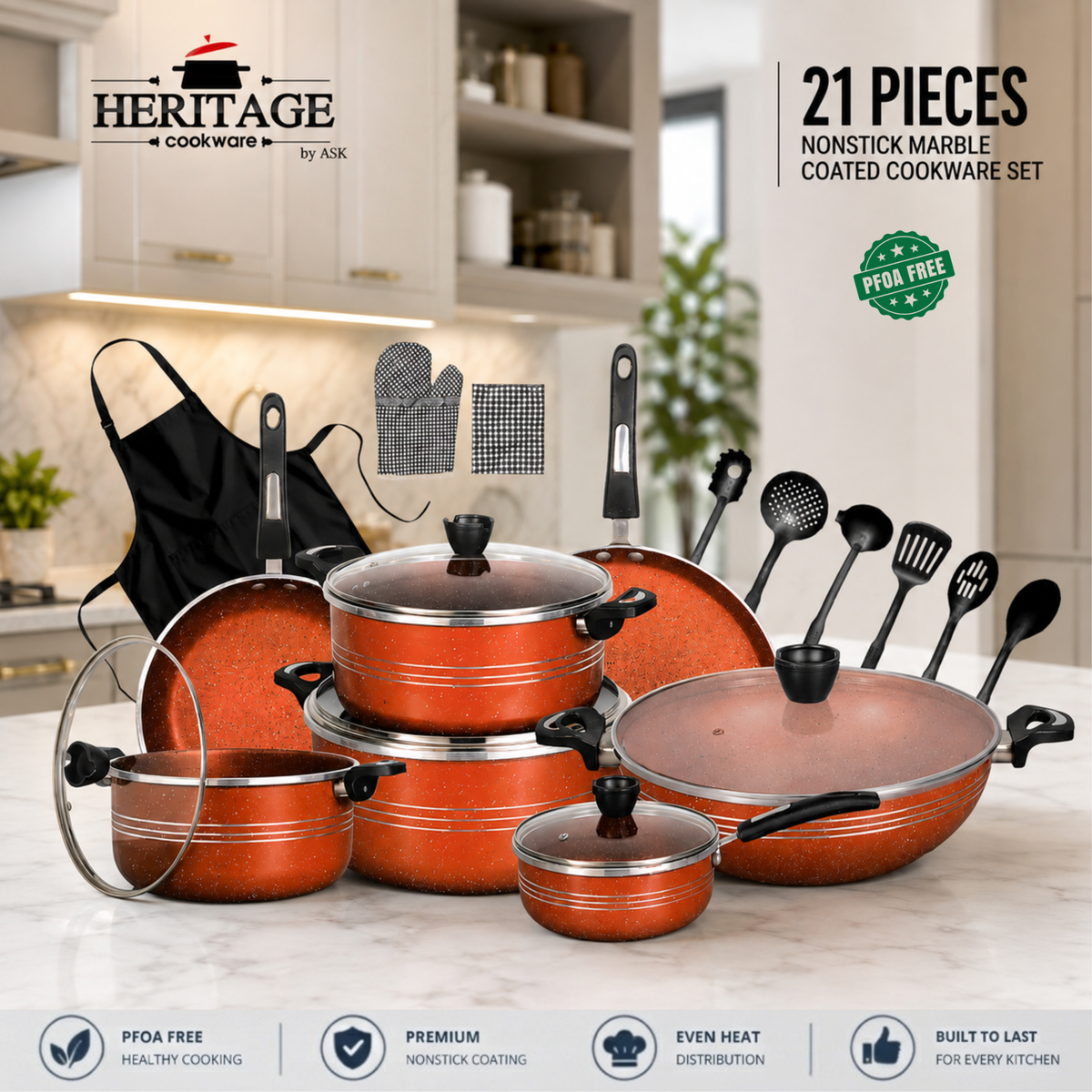 Heritage Super Non-Stick Cookware 21-Piece Set
