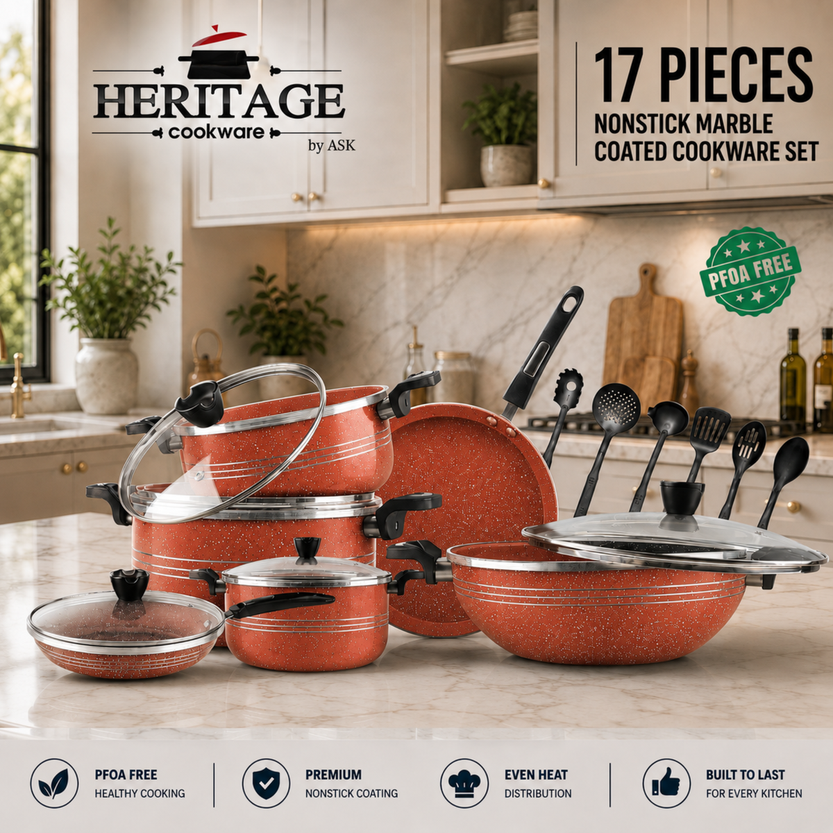 WinnChing Non-Stick Cookware 17-Piece Set