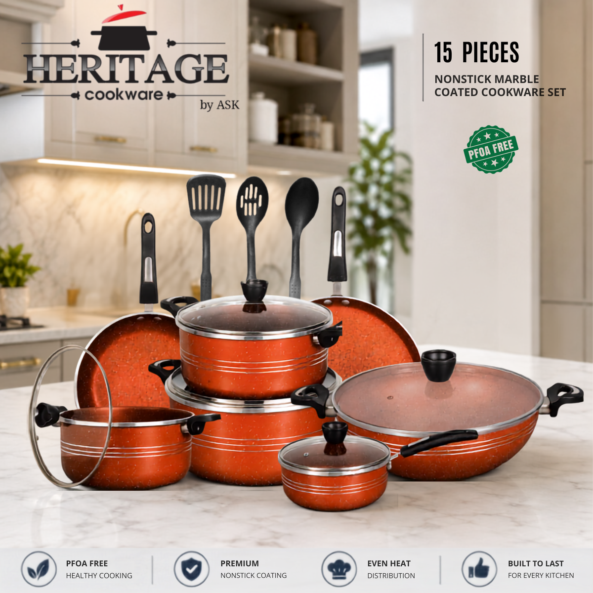 Heritage Winching Non-Stick Cookware 15-Piece Set