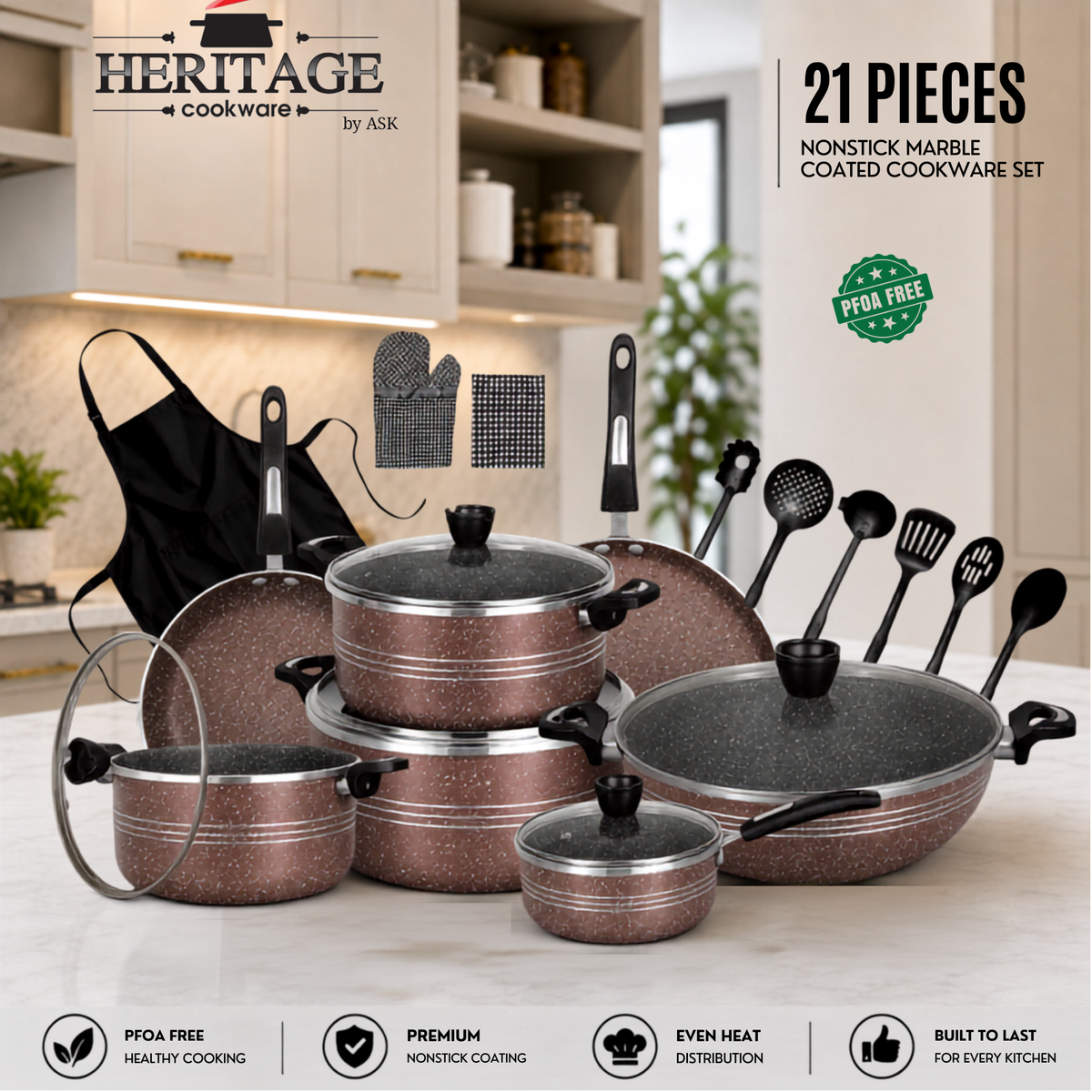 Heritage Super Non-Stick Cookware 21-Piece Set
