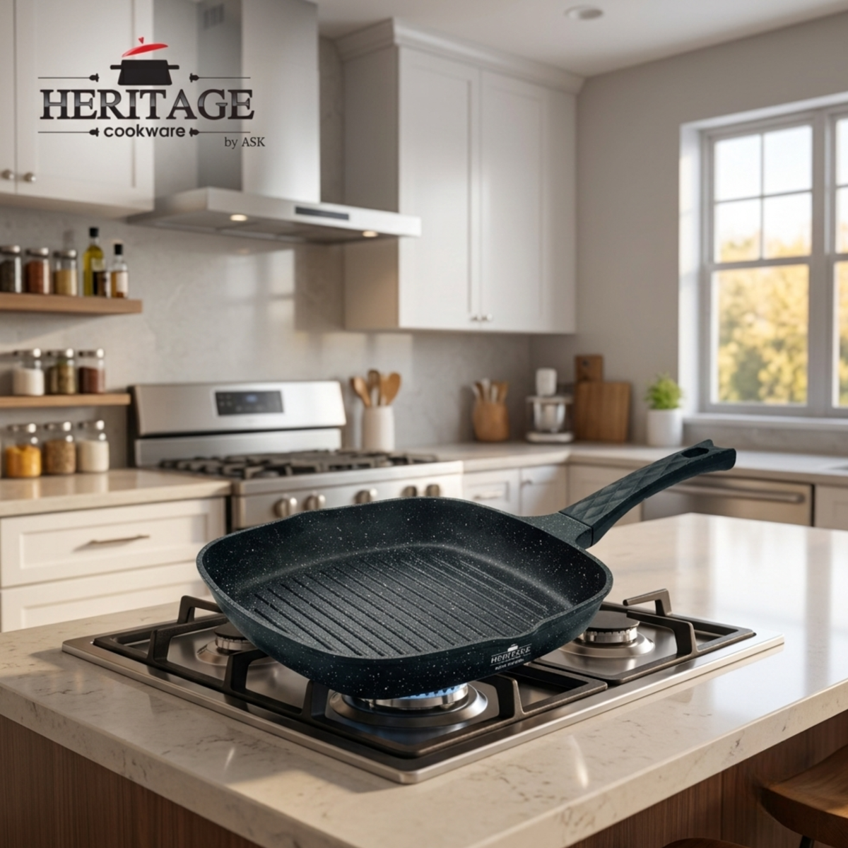 Heritage Non-Stick Marble Coated Grill Pan 29cm