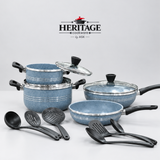 13 PCS ITALIAN NONSTICK MARBLE COATED GIFT SET--Free Gift