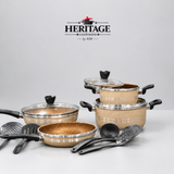 13 PCS ITALIAN NONSTICK MARBLE COATED GIFT SET--Free Gift