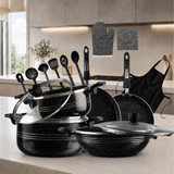 Italian 17 PCS Premium Marble Coated Non-Stick Cookware Set