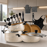 Italian 17 PCS Premium Marble Coated Non-Stick Cookware Set