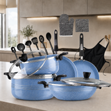 Italian 17 PCS Premium Marble Coated Non-Stick Cookware Set