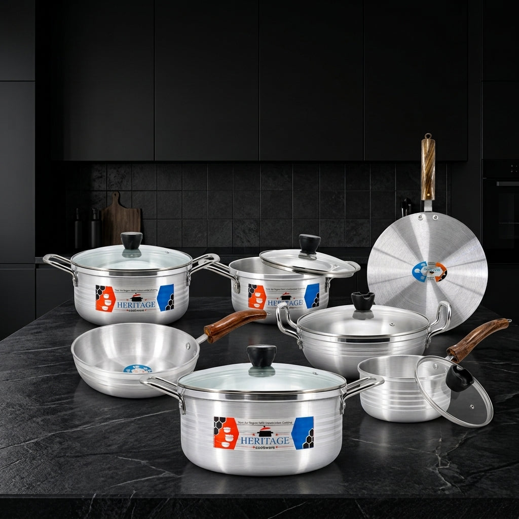 15-PCS METAL FINISH ALLUMINIUM GIFT SET WITH GLASS LID