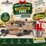 13 PCS ITALIAN NONSTICK MARBLE COATED GIFT SET--Free Gift