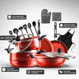 Italian 17 PCS Premium Marble Coated Non-Stick Cookware Set